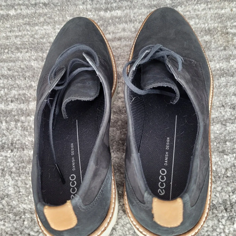 ECCO Mens Tredtray‎ Black Nubuck Leather Derby Shoes Size 41 US 10-10.5